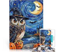 Rompecabezas para Adolescentes 2000 Piezas Búho con Sombrero de Bruja para Halloween Acertijo para Mejorar el Amor Entre Parejas 70x100cm