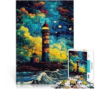 Rompecabezas para Adolescentes 2000 Piezas Faro de Noche Estrellada Aprendizaje Educativo Regalos para Amigos y Familiares 70x100cm