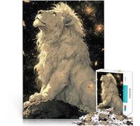 Rompecabezas para Adolescentes 2000 Piezas León Blanco bajo Las Estrellas Juego Familiar para y Grandes Regalos y Juguetes 70x100cm