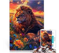 Rompecabezas para Adolescentes 2000 Piezas León en un Campo de Flores Desafiante Difícil con Piezas de Formas aleatorias Que se entrelazan Completamente 70x100cm
