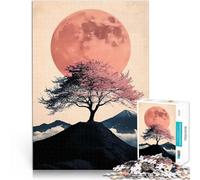Rompecabezas para Adolescentes 2000 Piezas Luna Rosa y árbol de Cerezo en Flor Juego de Preguntas Mejorar el Amor Entre Parejas 70x100cm