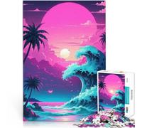 Rompecabezas para Adolescentes 2000 Piezas Ola Japón Atardecer Retro Juego desafiante con Piezas de Formas aleatorias Que se entrelazan Completamente 70x100cm