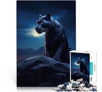 Rompecabezas para Adolescentes 2000 Piezas Pantera Negra a la luz de la Luna Juego de Preguntas Mejorar el Amor Entre Parejas 70x100cm