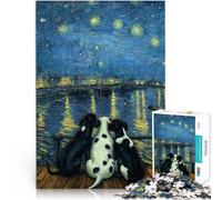 Rompecabezas para Adolescentes 2000 Piezas Perros de la Noche Estrellada Juego de Preguntas Interacción Entre Padres e Hijos 70x100cm