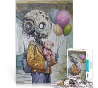 Rompecabezas para Adolescentes 2000 Piezas Teddy Robot - un Robot Infantil con Globos Difícil Difícil Juego de desafío único 70x100cm