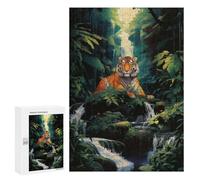 Rompecabezas para Adolescentes 300 PCS A Tiger at The Waterfall Rompecabezas para Adultos Juegos Relajantes Pero Divertidos Y Humorísticos 300 PCS