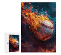 Rompecabezas para Adolescentes 300 PCS Abstract Baseball Flames Rompecabezas para Adultos Juegos Relajantes Decoración Perfecta Regalos De Cumpleaños Y Únicos 300 PCS