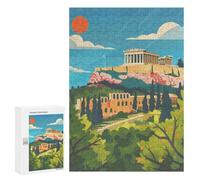 Rompecabezas para Adolescentes 300 PCS Acropolis Athens Illustration Rompecabezas para Adultos Juego Práctico Carrera De Velocidad Manual Desafío Educativo 300 PCS