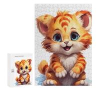 Rompecabezas para Adolescentes 300 PCS Adorable Baby Tiger Illustration Rompecabezas para Adultos Juguetes Antiestrés para La Diversión Familiar Interacción Entre Padres E Hijos 300 PCS