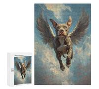 Rompecabezas para Adolescentes 300 PCS American Staffordshire Terrier Angel Loyal Pet Tribute Dog with Wings Rompecabezas para Adultos Juego Familiar Decoración Desafiante De Completar 300