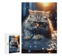 Rompecabezas para Adolescentes 300 PCS Angry Cat Kitty in Water Rompecabezas para Adultos Juguetes Antiestrés Arte De Pared Interacción Entre Padres E Hijos 300 PCS