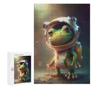 Rompecabezas para Adolescentes 300 PCS Astronaut Space Frog Rompecabezas para Adultos Juego Familiar Decoración Desafiante De Completar 300 PCS