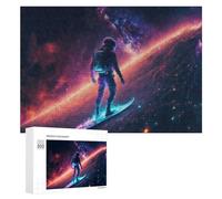 Rompecabezas para Adolescentes 300 PCS Astronaut Surfing in Space Rompecabezas para Adultos Juegos Relajantes Corte De Precisión Juego Desafiante Regalos 300 PCS