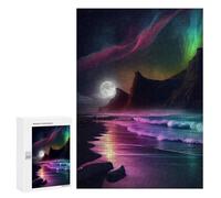 Rompecabezas para Adolescentes 300 PCS Aurora Beach Night Rompecabezas para Adultos Juegos Relajantes Decoración Perfecta Regalos De Cumpleaños Y Únicos 300 PCS