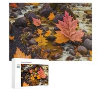 Rompecabezas para Adolescentes 300 PCS Autumn Leaves in River Stream Rompecabezas para Adultos Juego De Ingenio Decoración del Hogar Actividades Divertidas En Casa 300 PCS