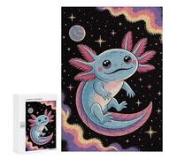 Rompecabezas para Adolescentes 300 PCS Axolotl in Space Cartoon Illustration Rompecabezas para Adultos Juguetes Antiestrés Arte De Pared Interacción Entre Padres E Hijos 300 PCS