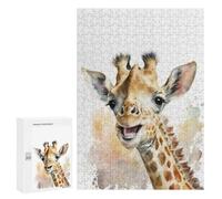 Rompecabezas para Adolescentes 300 PCS Baby Giraffe Watercolor Rompecabezas para Adultos Juego Familiar Decoración Desafiante De Completar 300 PCS