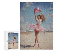 Rompecabezas para Adolescentes 300 PCS Ballerina on The Beach Painting Gymnastics Wall Print for Girls Rompecabezas para Adultos Juguetes Antiestrés Arte De Pared Interacción Entre Padres E Hijos 300