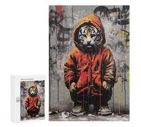 Rompecabezas para Adolescentes 300 PCS Banksy Lil Tiger Cub Hood Rompecabezas para Adultos Juego De Ingenio Decoración del Hogar Regalos para Reducir El Estrés 300 PCS