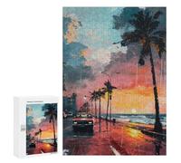 Rompecabezas para Adolescentes 300 PCS Beachside Sunset Drive Rompecabezas para Adultos Juego De Ingenio Decoración del Hogar Regalos para Reducir El Estrés 300 PCS
