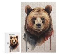 Rompecabezas para Adolescentes 300 PCS Bear Head Watercolor Rompecabezas para Adultos Juguetes Antiestrés para La Diversión Familiar Interacción Entre Padres E Hijos 300 PCS