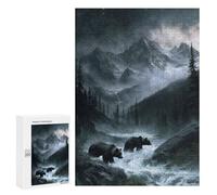 Rompecabezas para Adolescentes 300 PCS Bears in Mountain River Landscape Rompecabezas para Adultos Juguetes Antiestrés para La Diversión Familiar Interacción Entre Padres E Hijos 300 PCS