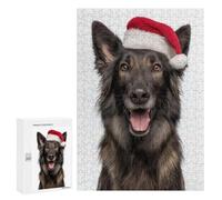 Rompecabezas para Adolescentes 300 PCS Belgian Sheepdog with Santa Hat Portrait Rompecabezas para Adolescentes Juguetes Antiestrés Mejora La Memoria 300 PCS