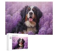 Rompecabezas para Adolescentes 300 PCS Bernese Mountain Dog in Flowers Rompecabezas para Adultos Juegos Divertidos Análisis Y Lógica Interacción Entre Padres E Hijos 300 PCS
