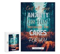 Rompecabezas para Adolescentes 300 PCS Bible Verse - Cast Your Anxiety Rompecabezas para Adultos Juego Familiar Decoración Desafiante De Completar 300 PCS