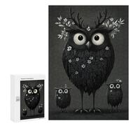 Rompecabezas para Adolescentes 300 PCS Black and White Owl Family Rompecabezas para Adultos Juguetes Antiestrés para La Diversión Familiar Interacción Entre Padres E Hijos 300 PCS