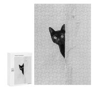Rompecabezas para Adolescentes 300 PCS Black Cat Peeking Rompecabezas para Adultos Juegos Relajantes Desafío Difícil Desafío Educativo 300 PCS