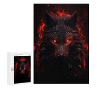 Rompecabezas para Adolescentes 300 PCS Black Wolf Red Eyes Rompecabezas para Adultos Juego Familiar Decoración Desafiante De Completar 300 PCS