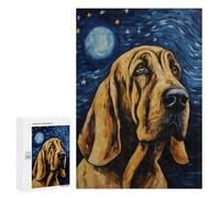 Rompecabezas para Adolescentes 300 PCS Bloodhound Starry Night Rompecabezas para Adultos Juegos Relajantes Desafío Difícil Desafío Educativo 300 PCS