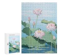 Rompecabezas para Adolescentes 300 PCS Blue Japanese Lotus Flower Rompecabezas para Adultos Juegos Relajantes Desafío Difícil Desafío Educativo 300 PCS