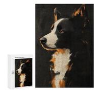 Rompecabezas para Adolescentes 300 PCS Border Collie Dog Portrait Rompecabezas para Adultos Juguetes Antiestrés para La Diversión Familiar Interacción Entre Padres E Hijos 300 PCS