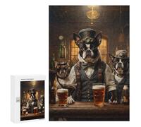 Rompecabezas para Adolescentes 300 PCS Boston Terrier Beer Dogs Rompecabezas para Adolescentes Juguetes Antiestrés Mejora La Memoria 300 PCS