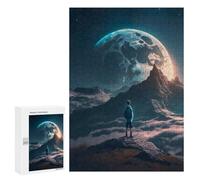 Rompecabezas para Adolescentes 300 PCS Boy Looking at The Moon Rompecabezas para Adultos Juego Familiar Decoración Desafiante De Completar 300 PCS