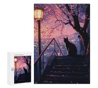 Rompecabezas para Adolescentes 300 PCS Cat Cherry Blossoms Tree Rompecabezas para Adultos Juguetes Antiestrés Arte De Pared Interacción Entre Padres E Hijos 300 PCS