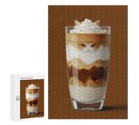 Rompecabezas para Adolescentes 300 PCS Cat in A Latte Macchiato Coffee Cup Rompecabezas para Adultos Juego Familiar Decoración Desafiante De Completar 300 PCS