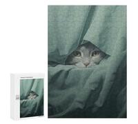 Rompecabezas para Adolescentes 300 PCS Cat Peeking Animal Art Rompecabezas para Adultos Juguetes Antiestrés Arte De Pared Interacción Entre Padres E Hijos 300 PCS