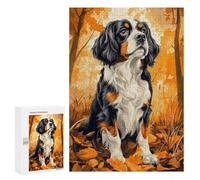 Rompecabezas para Adolescentes 300 PCS Cavalier King Charles Spaniel in Autumn Leaves Rompecabezas para Adultos Juegos Relajantes Desafío Difícil Desafío Educativo 300 PCS