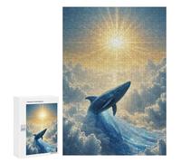 Rompecabezas para Adolescentes 300 PCS Celestial Whale Rising Toward The Sun Rompecabezas Juguetes Antiestrés Corte De Precisión Interacción Entre Padres E Hijos 300 PCS