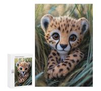Rompecabezas para Adolescentes 300 PCS Cheetah Cub in Grass Rompecabezas para Adultos Juegos Relajantes Desafío Difícil Actividades Divertidas En Casa 300 PCS
