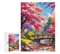 Rompecabezas para Adolescentes 300 PCS Cherry Blossom Bridge Landscape Rompecabezas para Adultos Juegos Relajantes Decoración Actividades Divertidas En Casa 300 PCS