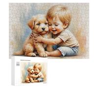 Rompecabezas para Adolescentes 300 PCS Child with Cute Puppy Rompecabezas para Adultos Juego Práctico Que Mejora La Memoria Actividades Divertidas En Casa 300 PCS