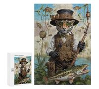 Rompecabezas para Adolescentes 300 PCS Chill Jaguar Gone Fishing Rompecabezas para Adultos Juegos Relajantes Desafío Difícil Desafío Educativo 300 PCS