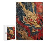 Rompecabezas para Adolescentes 300 PCS Chinese Dragon Art Print-2 Rompecabezas para Adultos Actividades Familiares Interacción Entre Padres E Hijos Hermoso Juego De Diseño 300 PCS