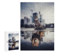 Rompecabezas para Adolescentes 300 PCS City Cat Reflections Rompecabezas para Adultos Juego Práctico Que Mejora La Memoria Actividades Divertidas En Casa 300 PCS