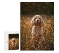 Rompecabezas para Adolescentes 300 PCS Cocker Spaniel in Sunflower Field Rompecabezas para Adultos Juegos Relajantes Decoración Actividades Divertidas En Casa 300 PCS