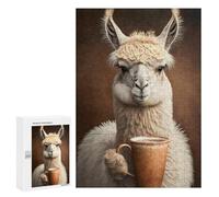 Rompecabezas para Adolescentes 300 PCS Coffee Llama Rompecabezas para Adultos Juguetes Antiestrés para La Diversión Familiar Interacción Entre Padres E Hijos 300 PCS